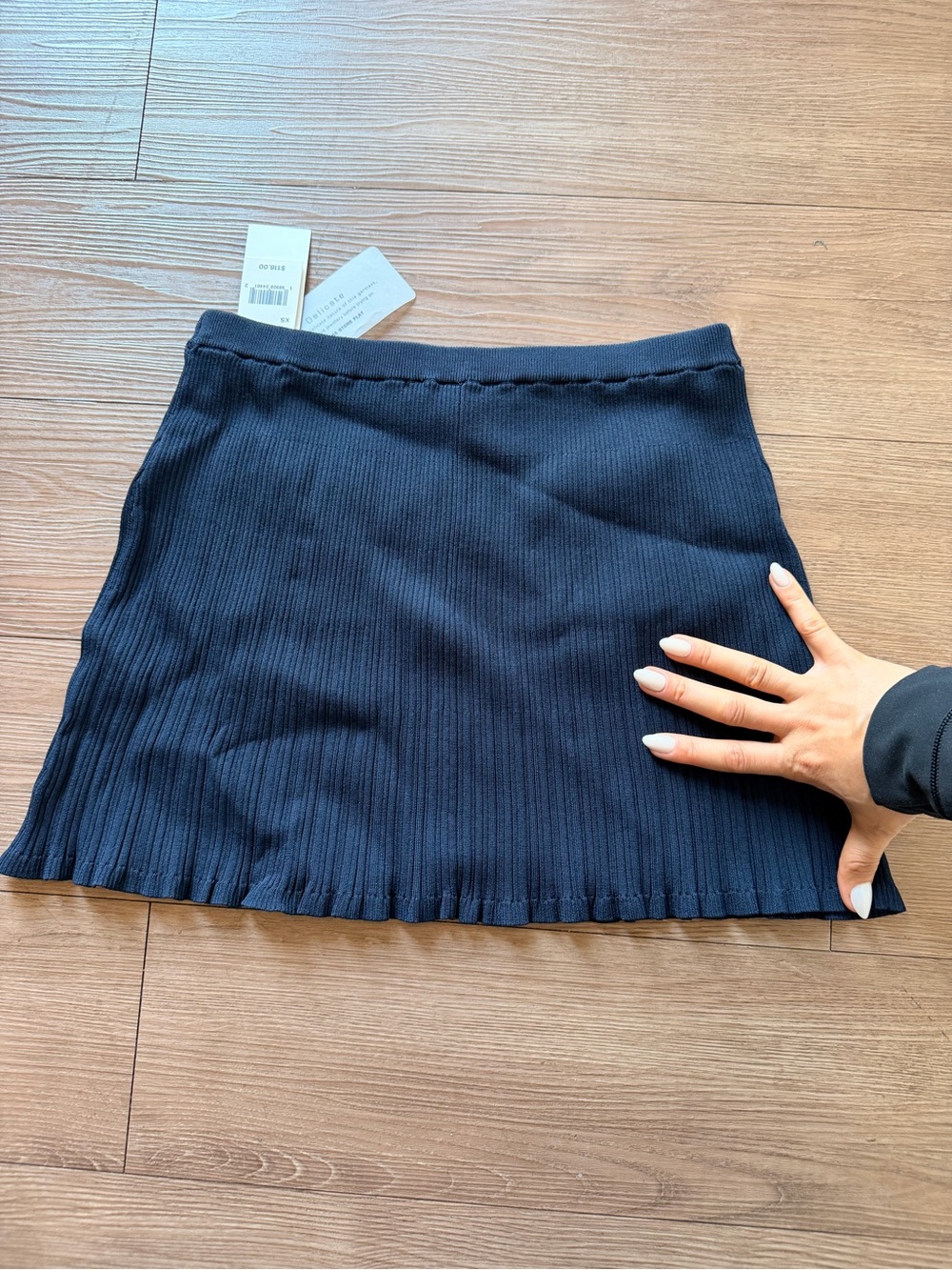 French Connection Navy Ribbed Mini Skirt with Front Pocket Flaps - Picture 4 of 4